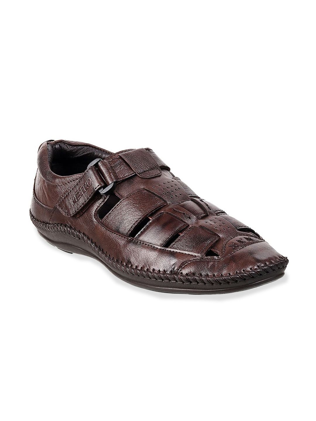 Metro Men Brown Leather Fisherman Sandals-image-5