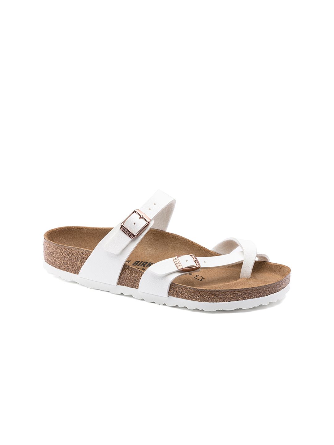 Birkenstock Women Regular Width White Mayari Buckles Flats-image-2