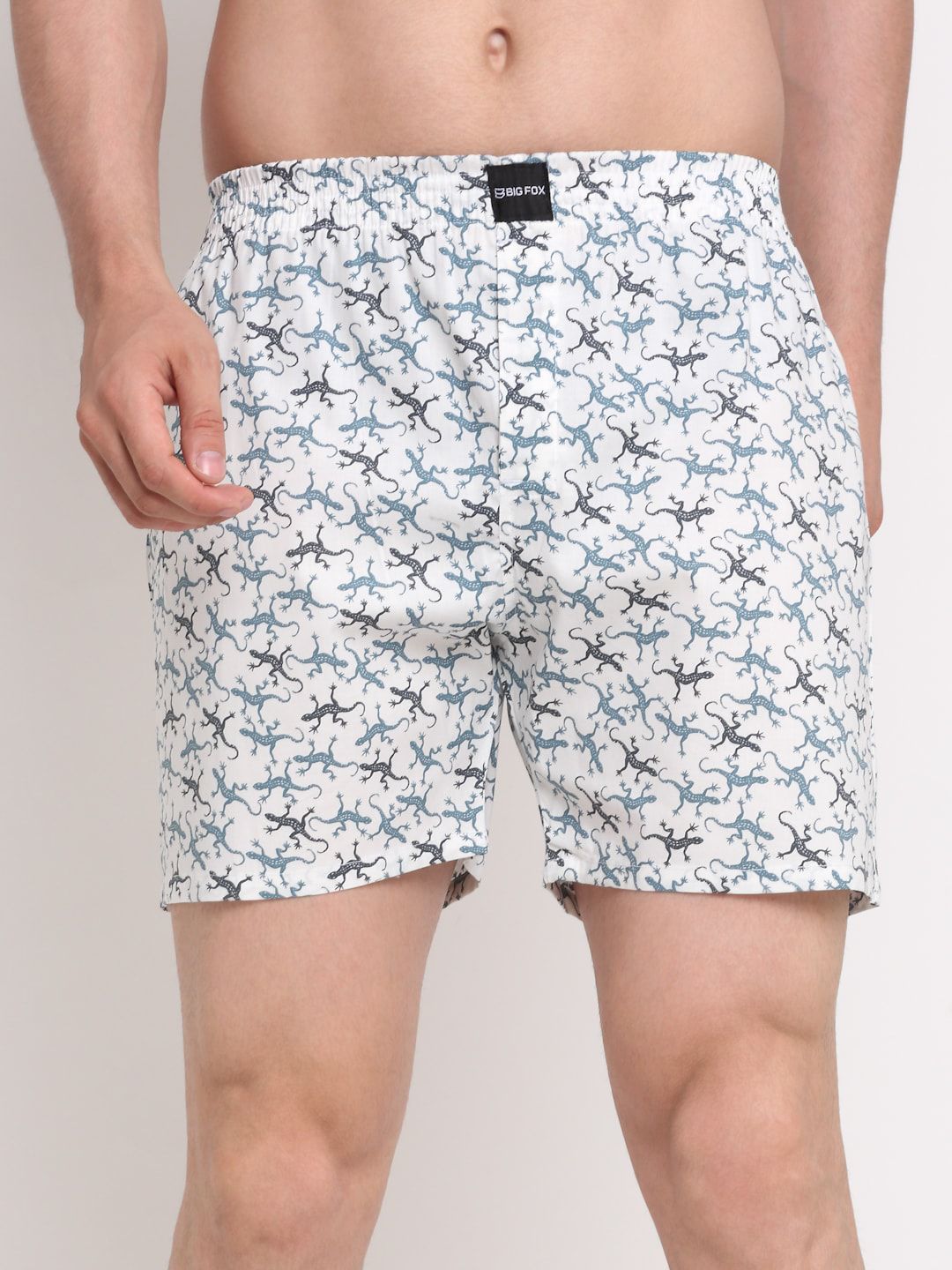 Big Fox Men White Printed Boxers-image-2
