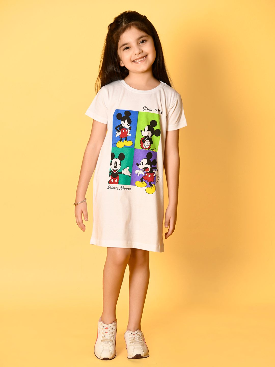 Nap Chief Girls White Mickey Mouse Printed Nightdress-picture-12