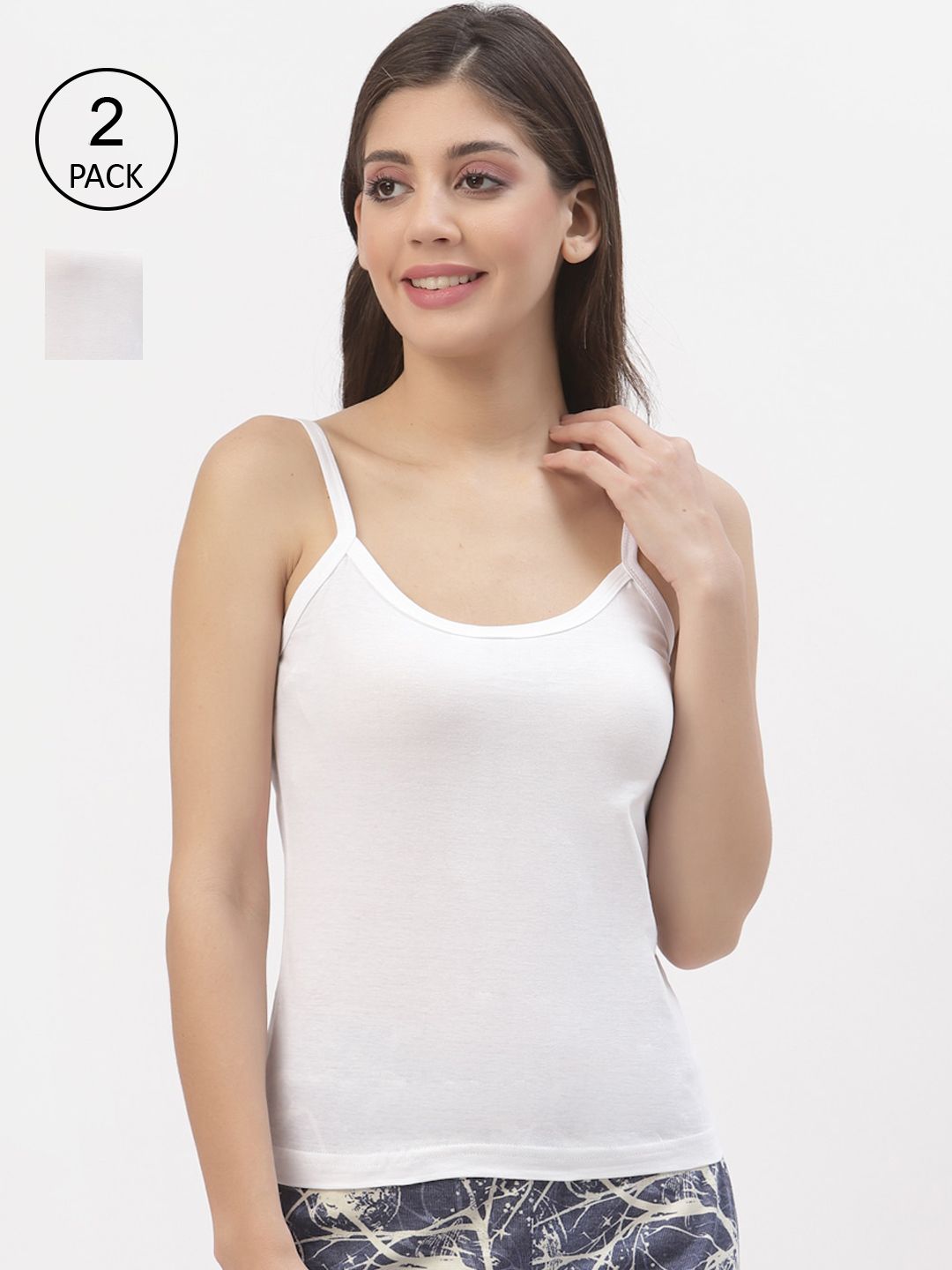 Floret Women Pack Of 2 Solid Cotton Camisoles-image-29
