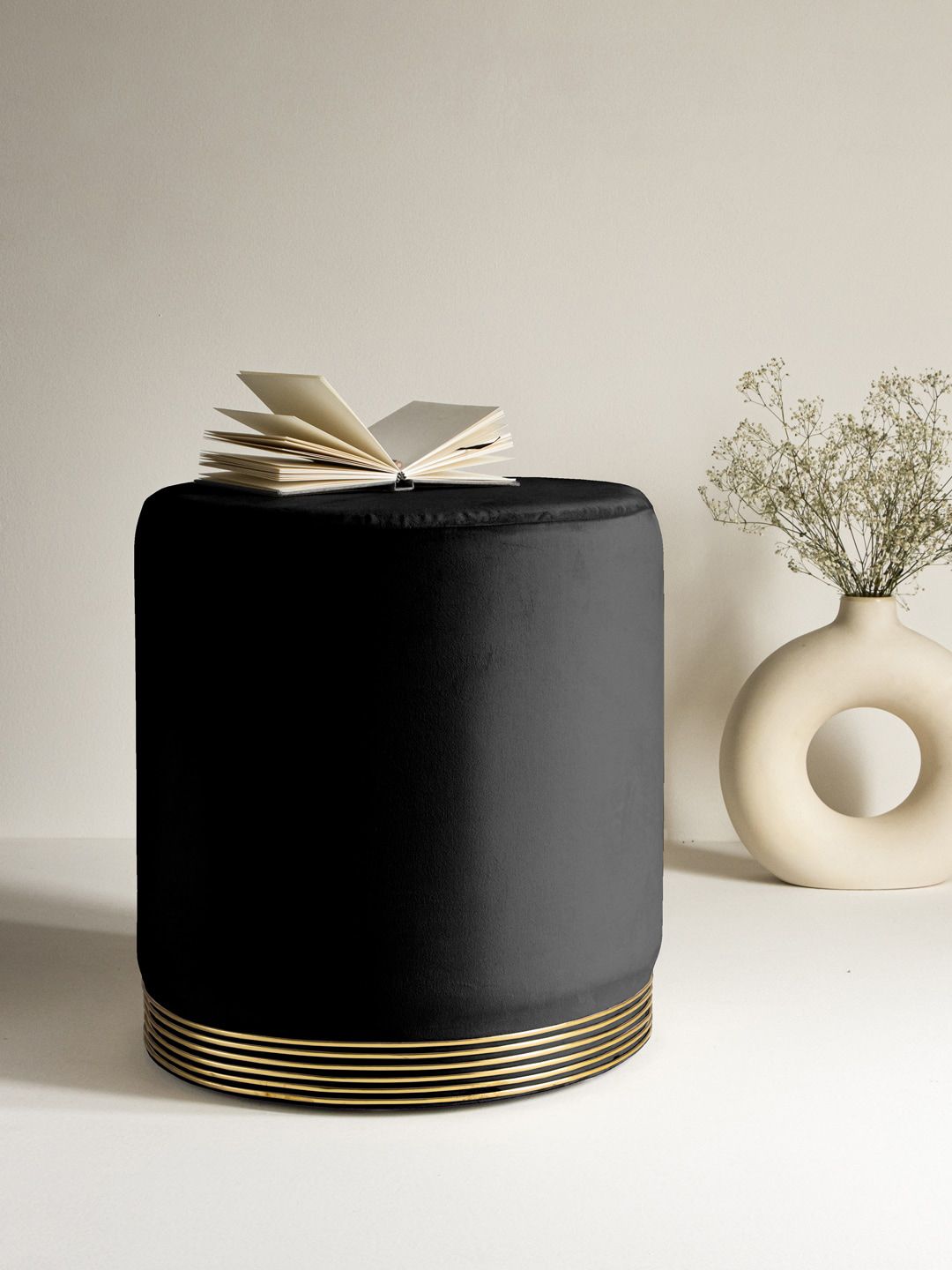 Clasiko Black Solid Ottoman-picture-54