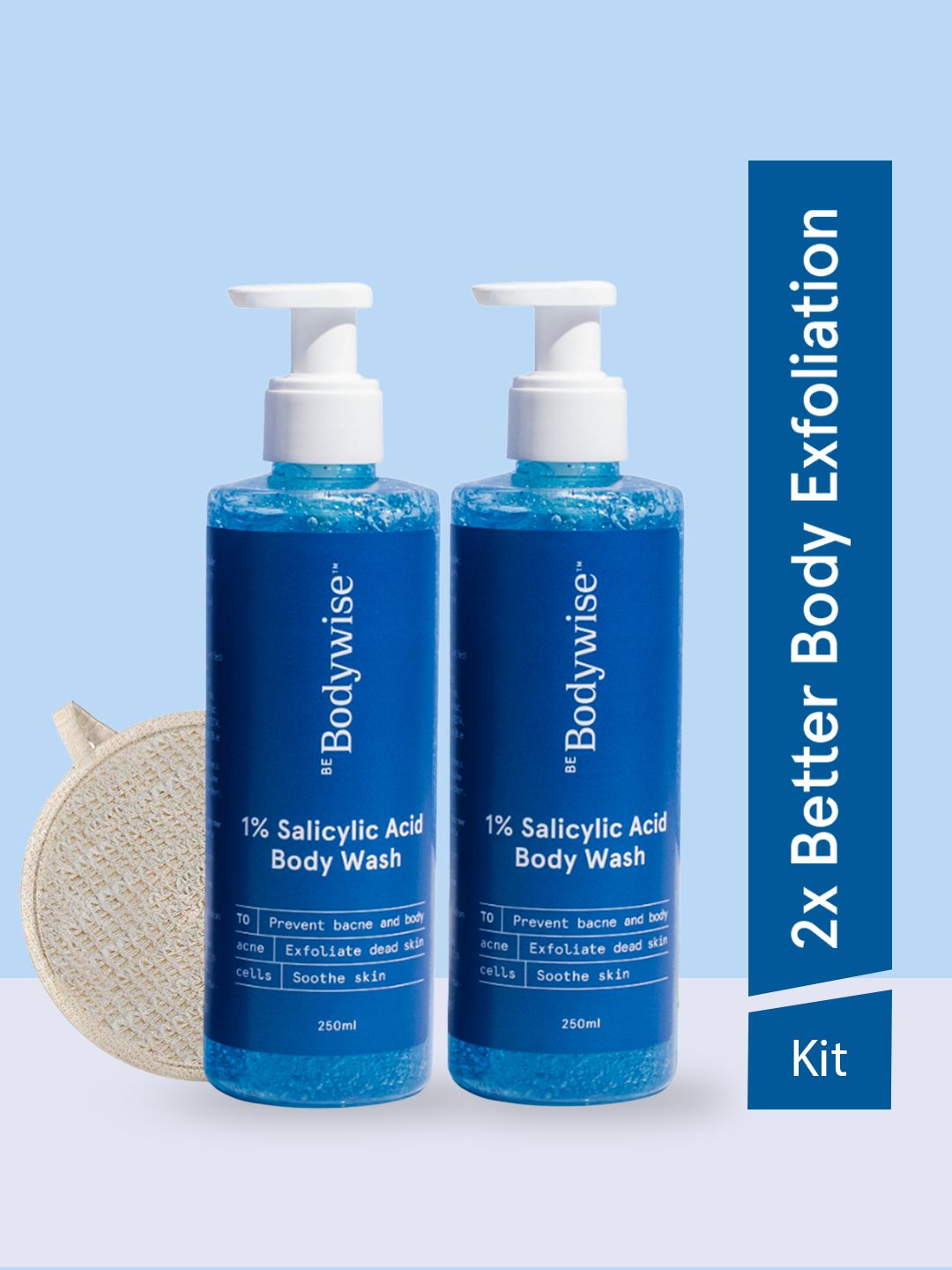 Be Bodywise Set of 2 Salicylic Acid Body Wash 250ml Each With Free Loofah To Prevent Bacne-picture-45