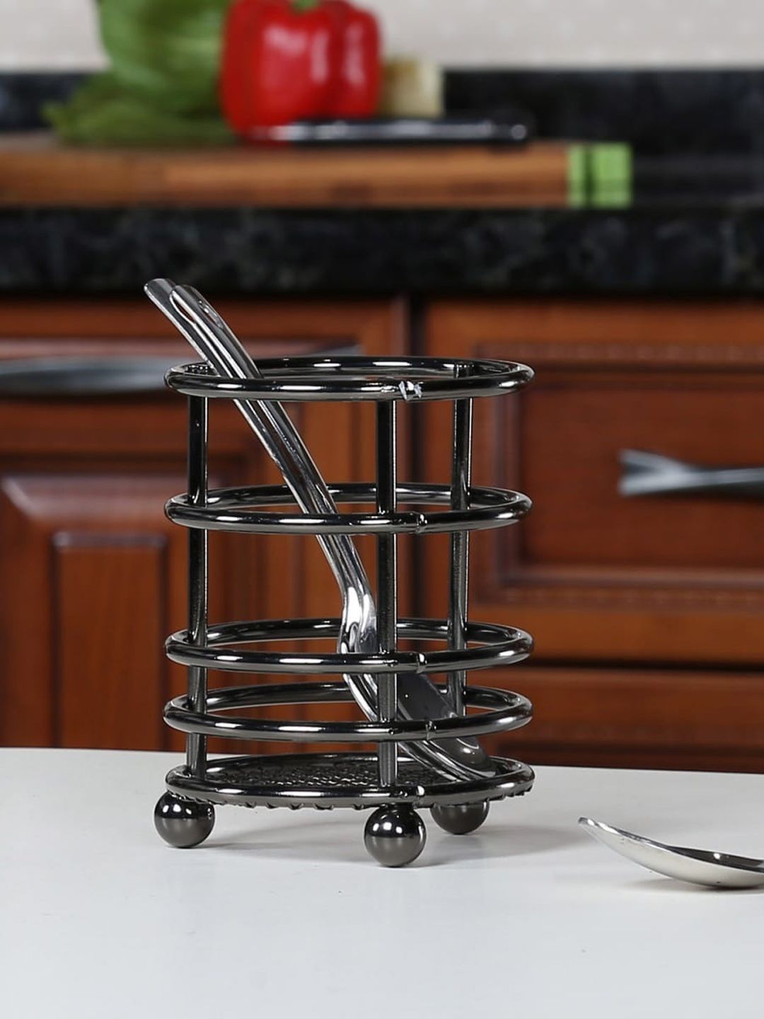 Home Centre Black Gravel Solid Utensil Holder-image-4