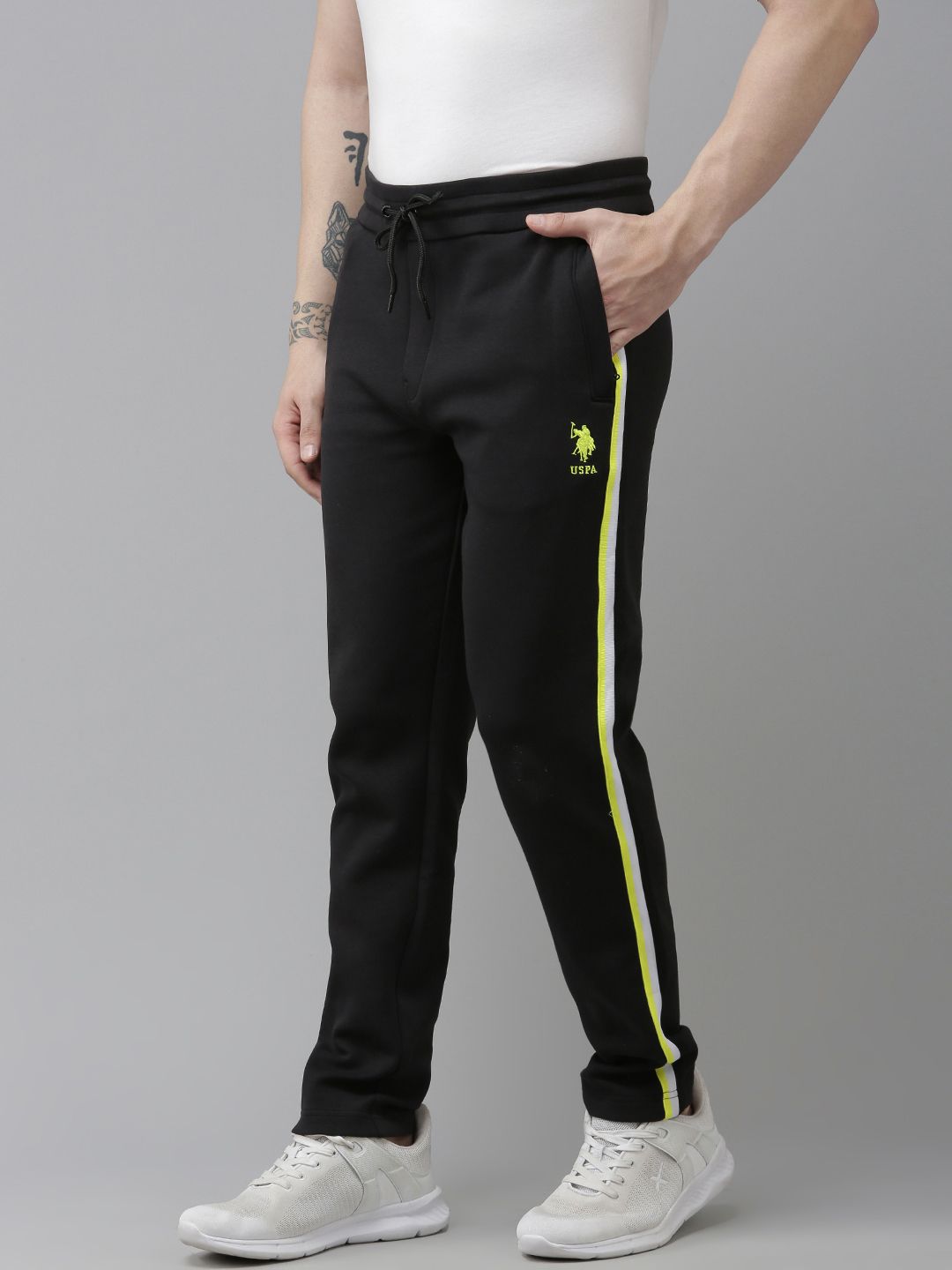 Black Slim Fit Track Pants For Men By Being Human Clothing