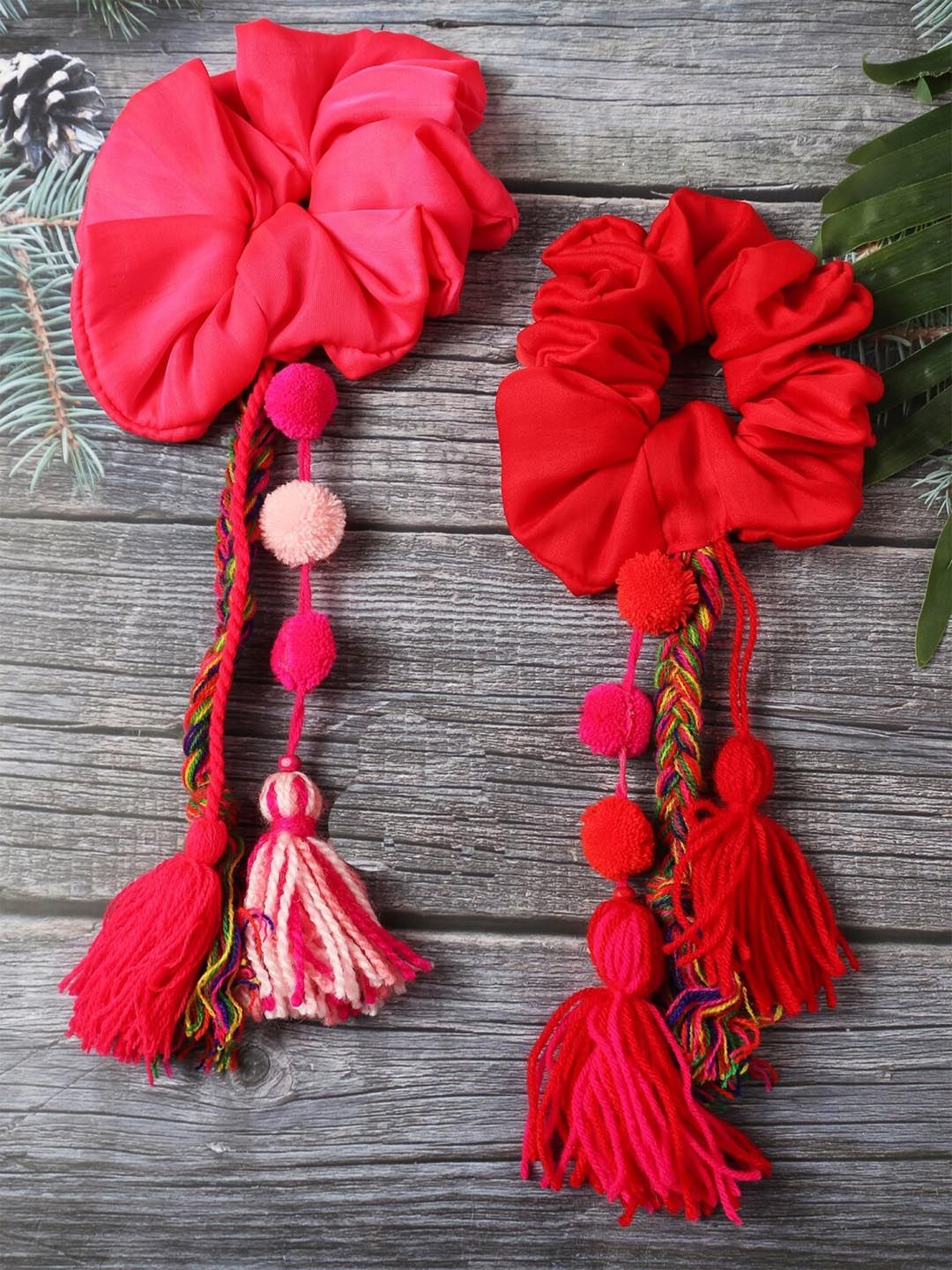 TIPY TIPY TAP Girls Red & Pink Set of 2 Ponytail Holders-picture-10