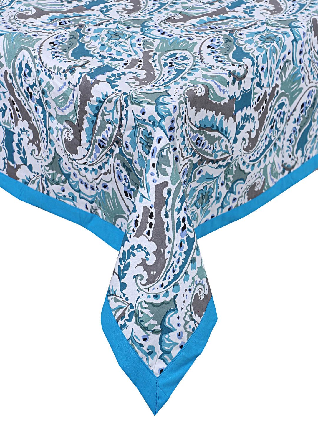 INDHOME LIFE Blue Abstract Pattern Pure Cotton 6-Seater Table Covers-picture-19