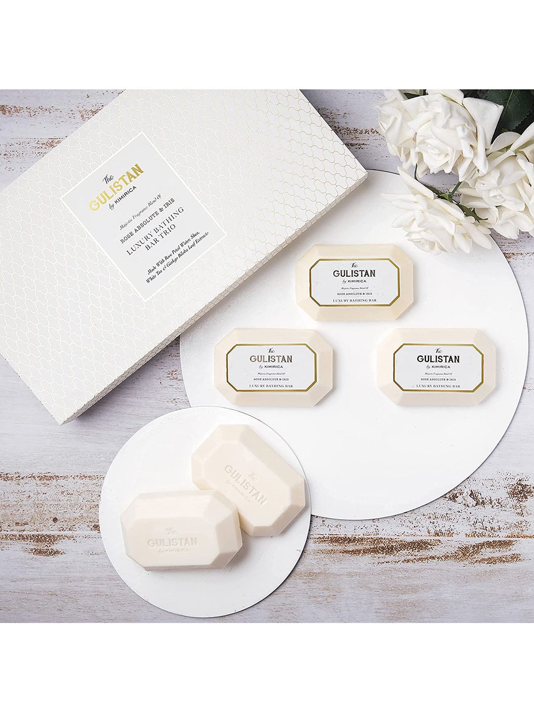 Kimirica The Gulistan Rose Absolute & Iris Bathing Soap Bar Trio Luxury Gift Set- 85g Each-picture-14