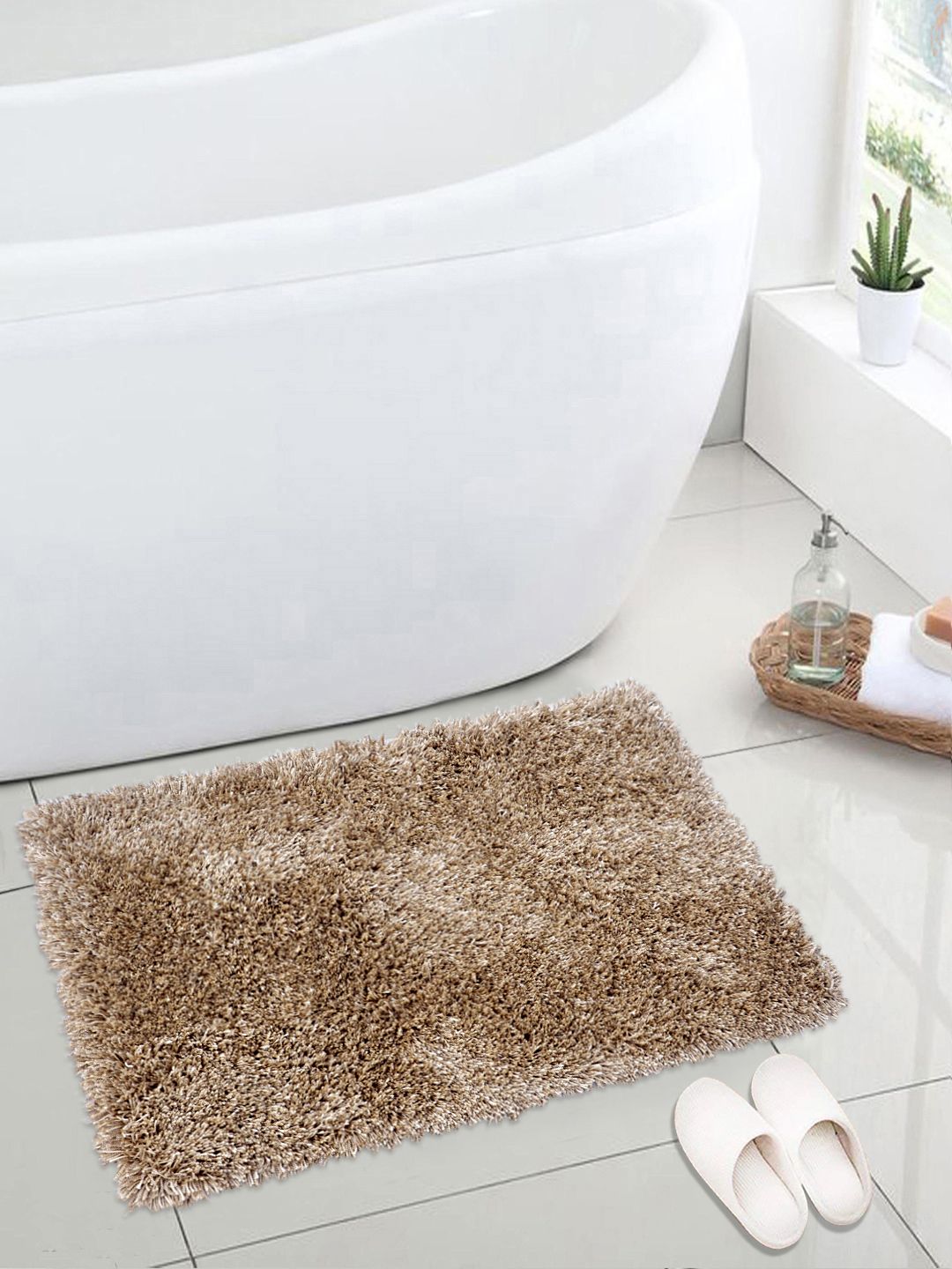 Saral Home Gold Coloured Solid Shaggy Floor Mat-image-26