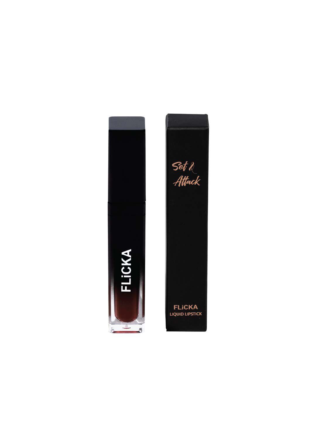 FLiCKA Set & Attack Transfer Proof Non Sticky Liquid Matte Lipstick 7 ml - Brown Bakery 18-picture-30