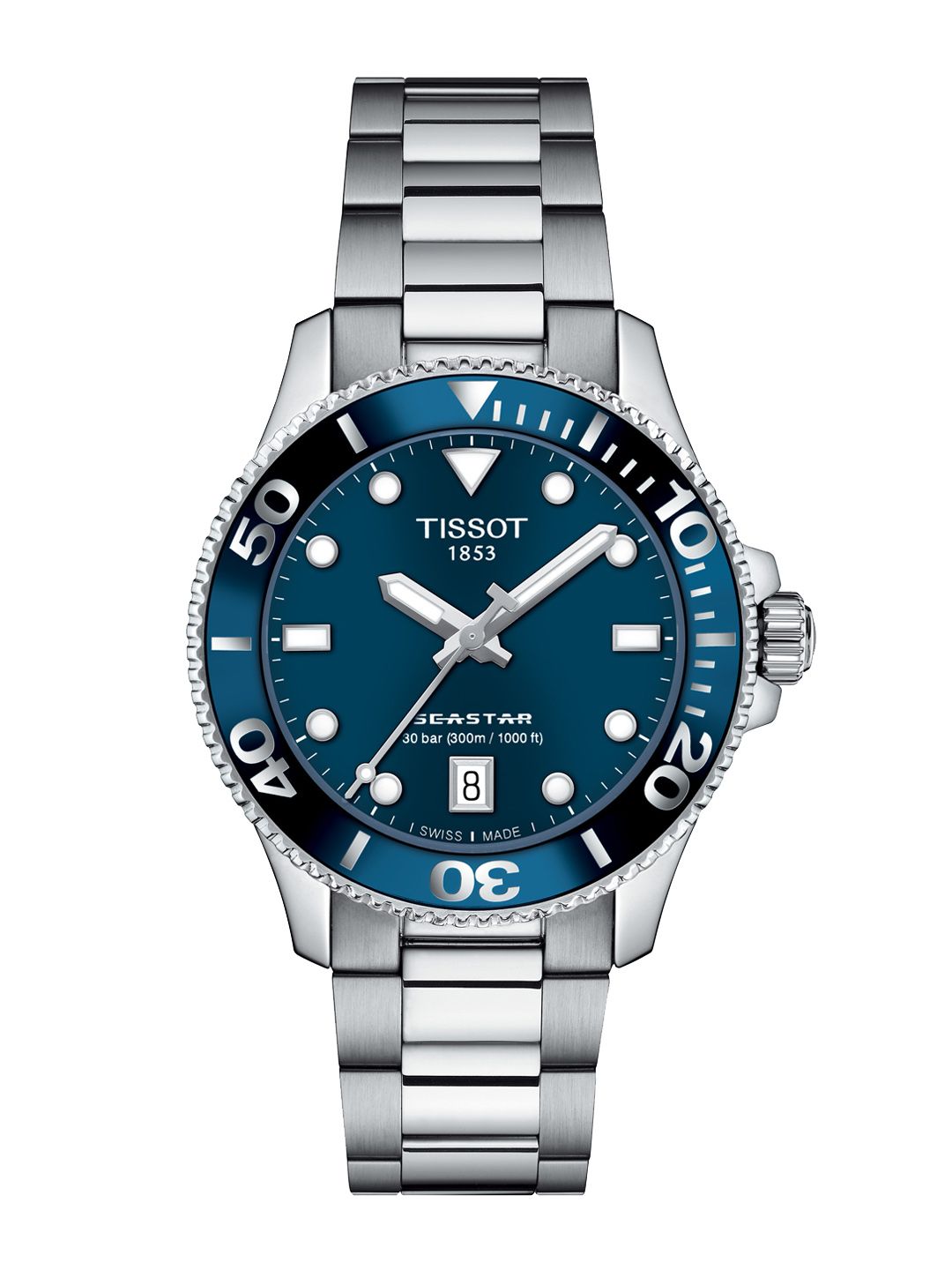 TISSOT Unisex Blue Dial & Silver Toned Stainless Steel Bracelet Style Straps Analogue Watch-picture-50
