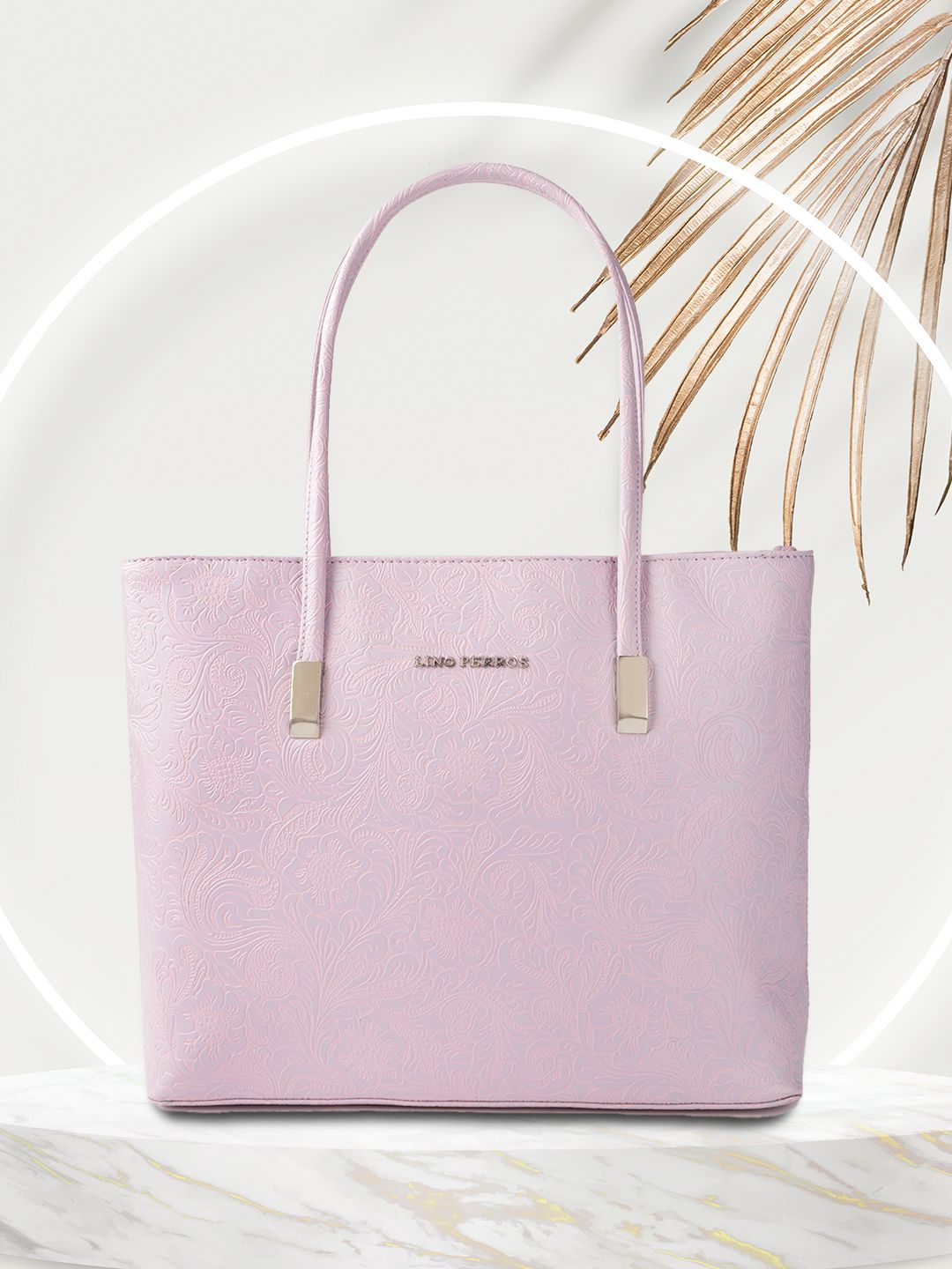 Lino Perros Women Lavender Floral Textured Structured Laptop Bag-picture-20