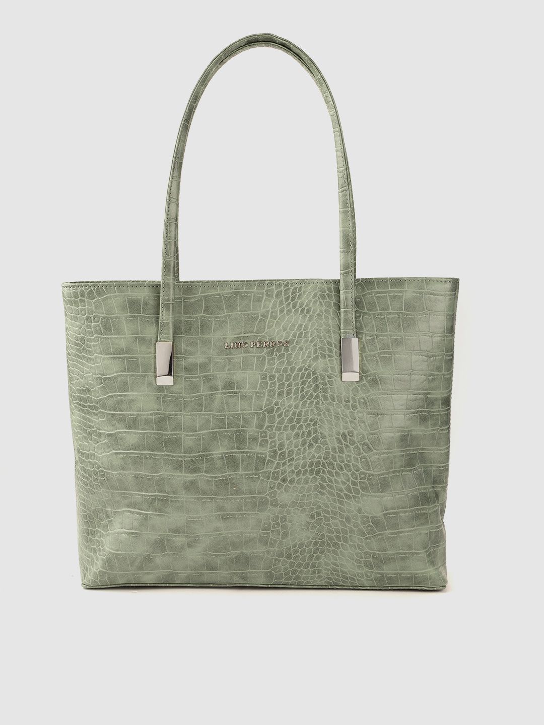Lino Perros Green Textured PU Structured Laptop Bag