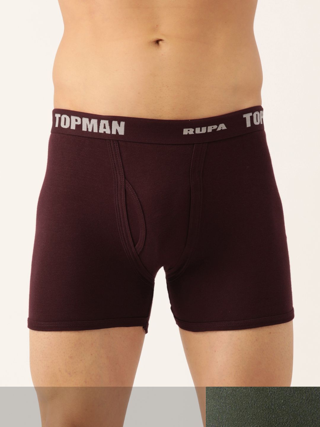 Rupa Men Set of 2 Olive Green & Maroon Solid Cotton Trunks-picture-13