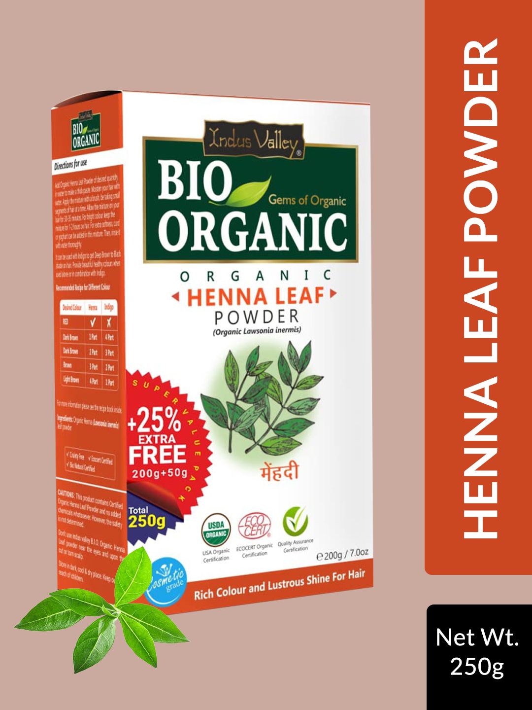 Indus Valley Bio Organic Pure Henna Leaf Powder for Shiny Hair - 250 g-image-46