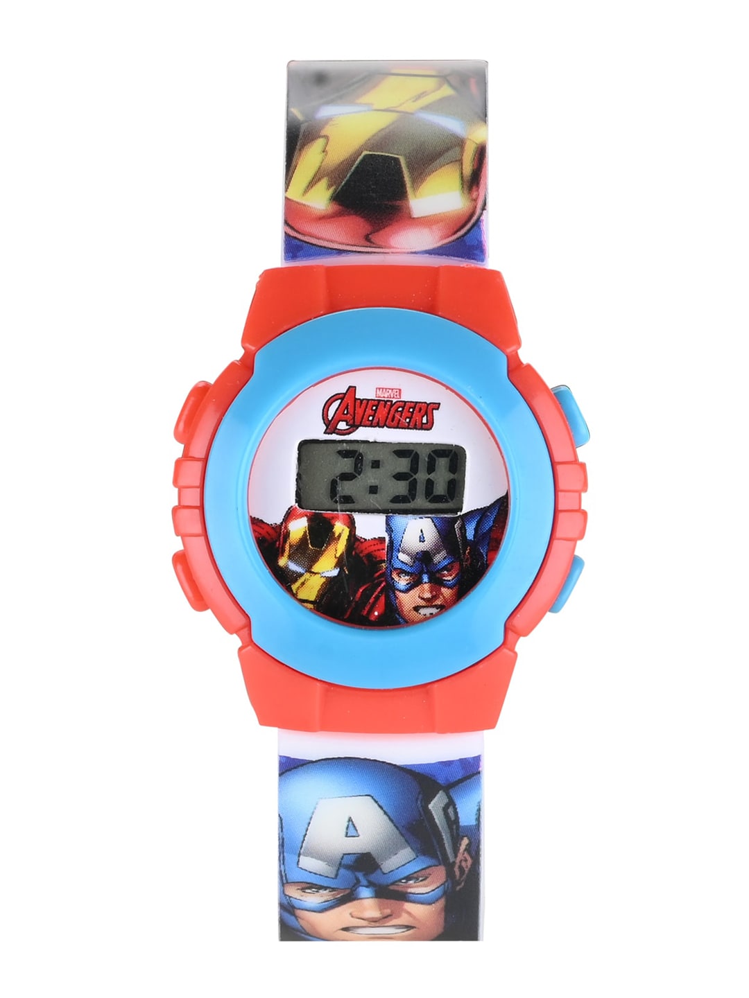 Marvel Boys White & Blue Printed Dial & Straps Digital Multi Function Automatic Watch