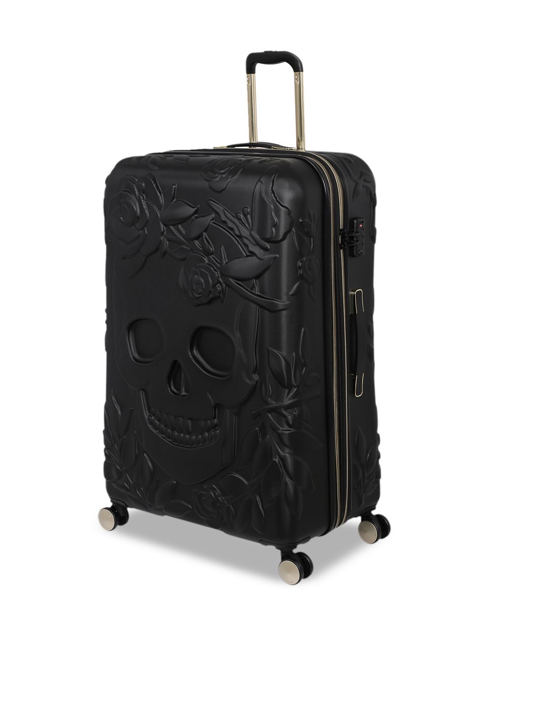 IT luggage Black Skull & Flower Textured Trolley Bag-image-31
