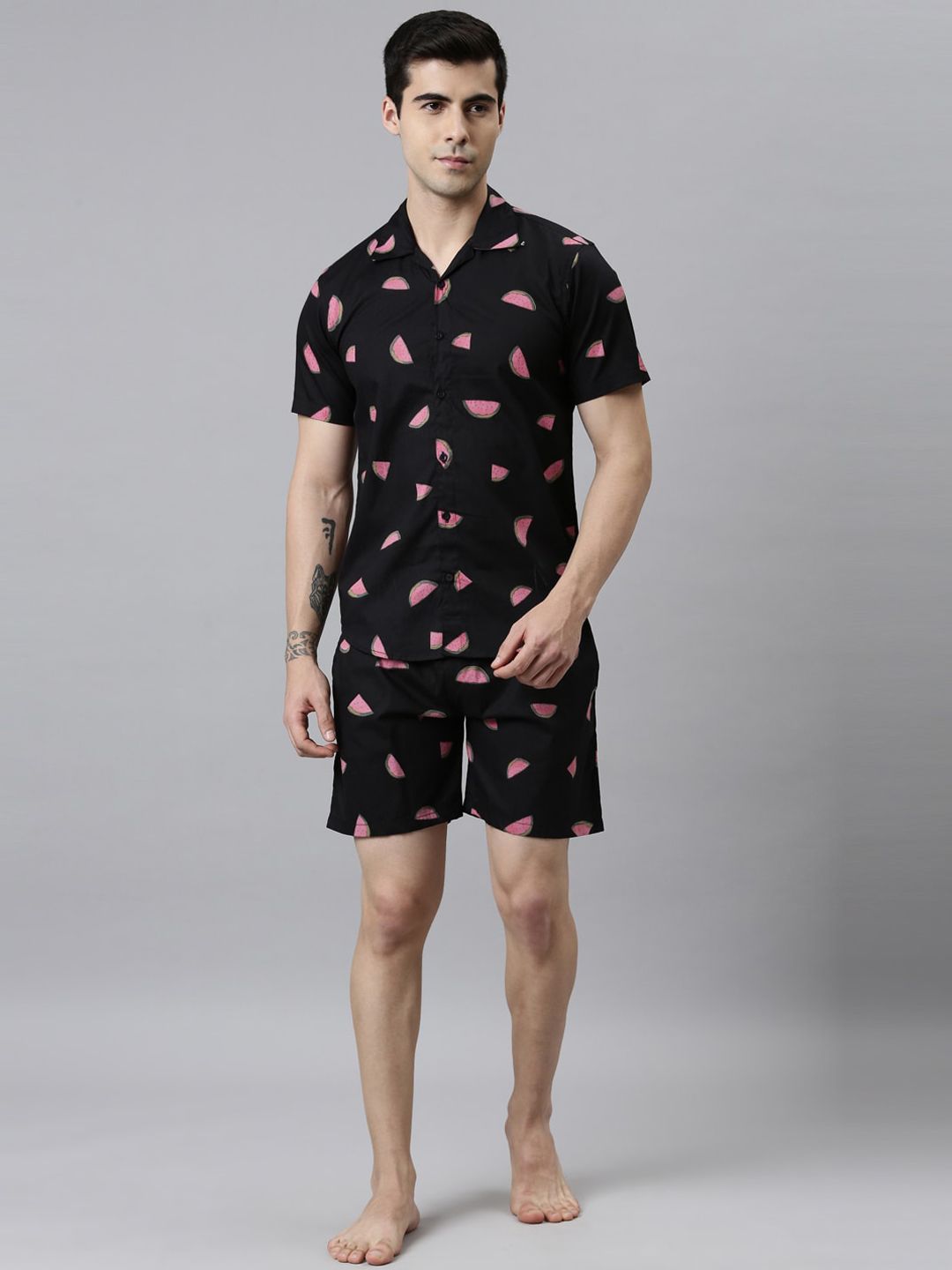TRUNDZ Men Black & Pink Printed Night suit-picture-49