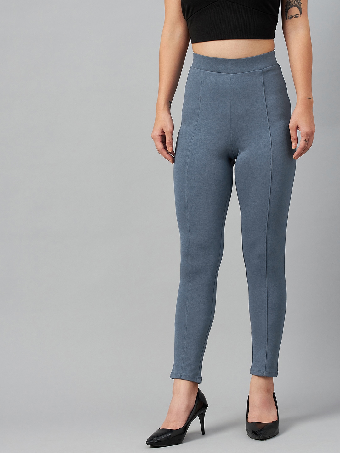 Marks & Spencer Women Blue High-Rise Solid Treggings - Price History