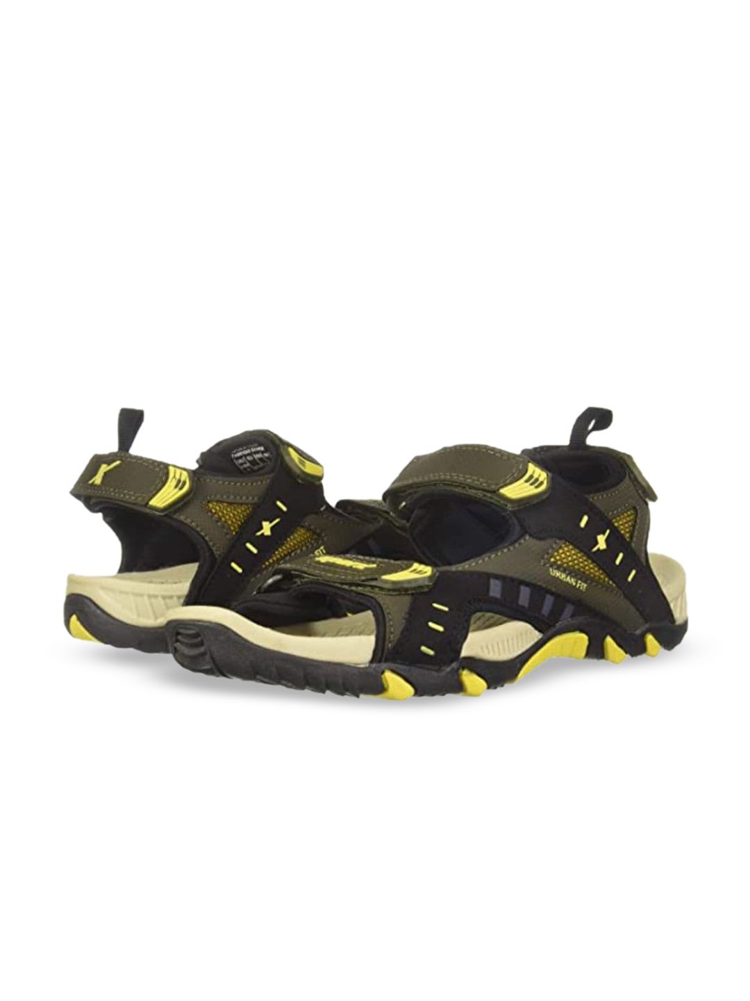 Sparx Men Olive & Yellow Patterned Sports Sandals-image-11