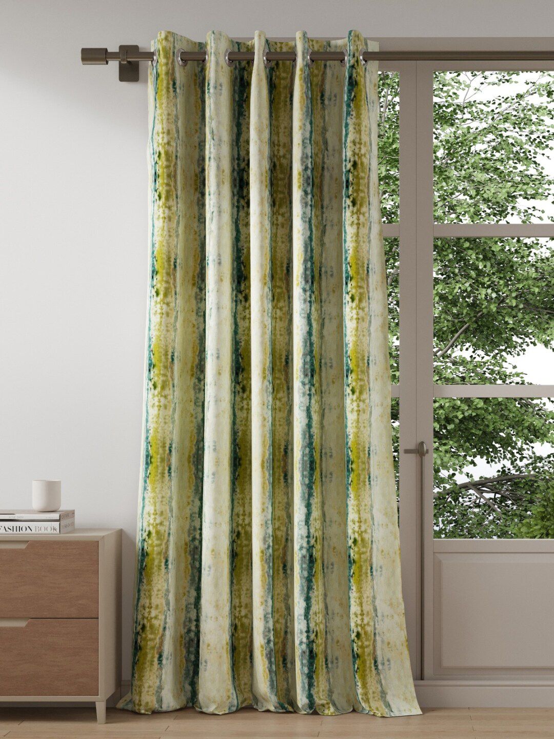 DDecor Turquoise Blue & Yellow Long Door Curtain-image-26