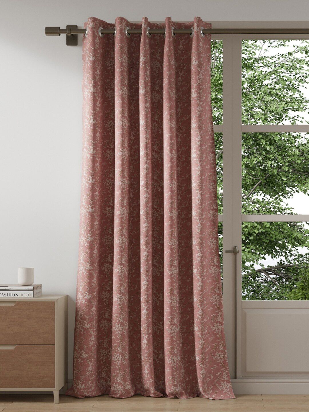 DDecor Pink & White Floral  1 Piece of 7FT Door Curtain-image-3