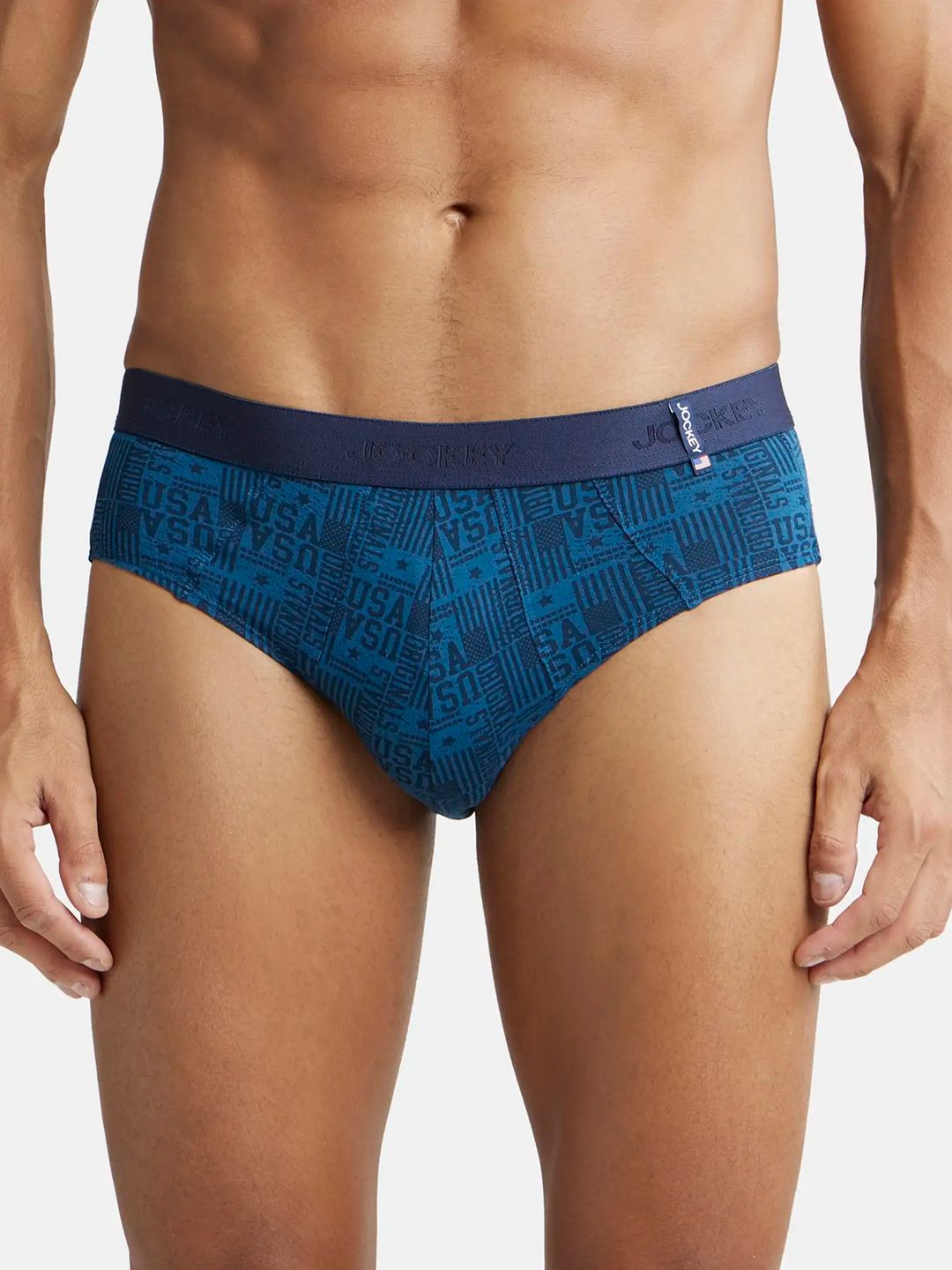 Jockey Men Teal Blue Printed Cotton Basic Briefs-picture-43