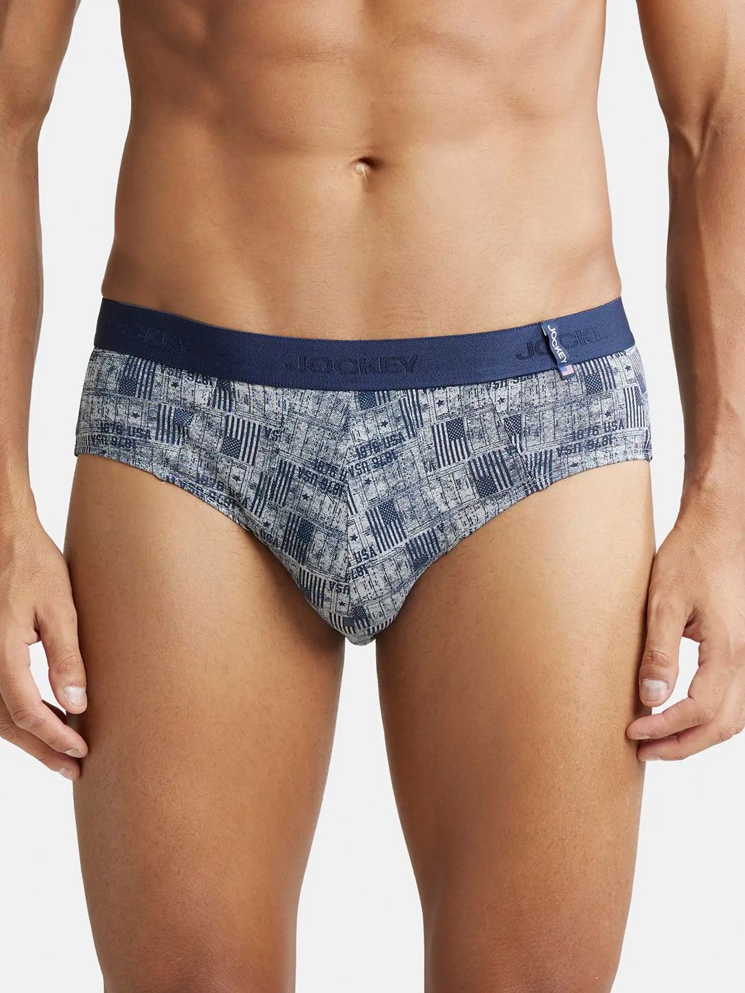 Jockey Men Grey Printed Basic Cotton Briefs-image-48