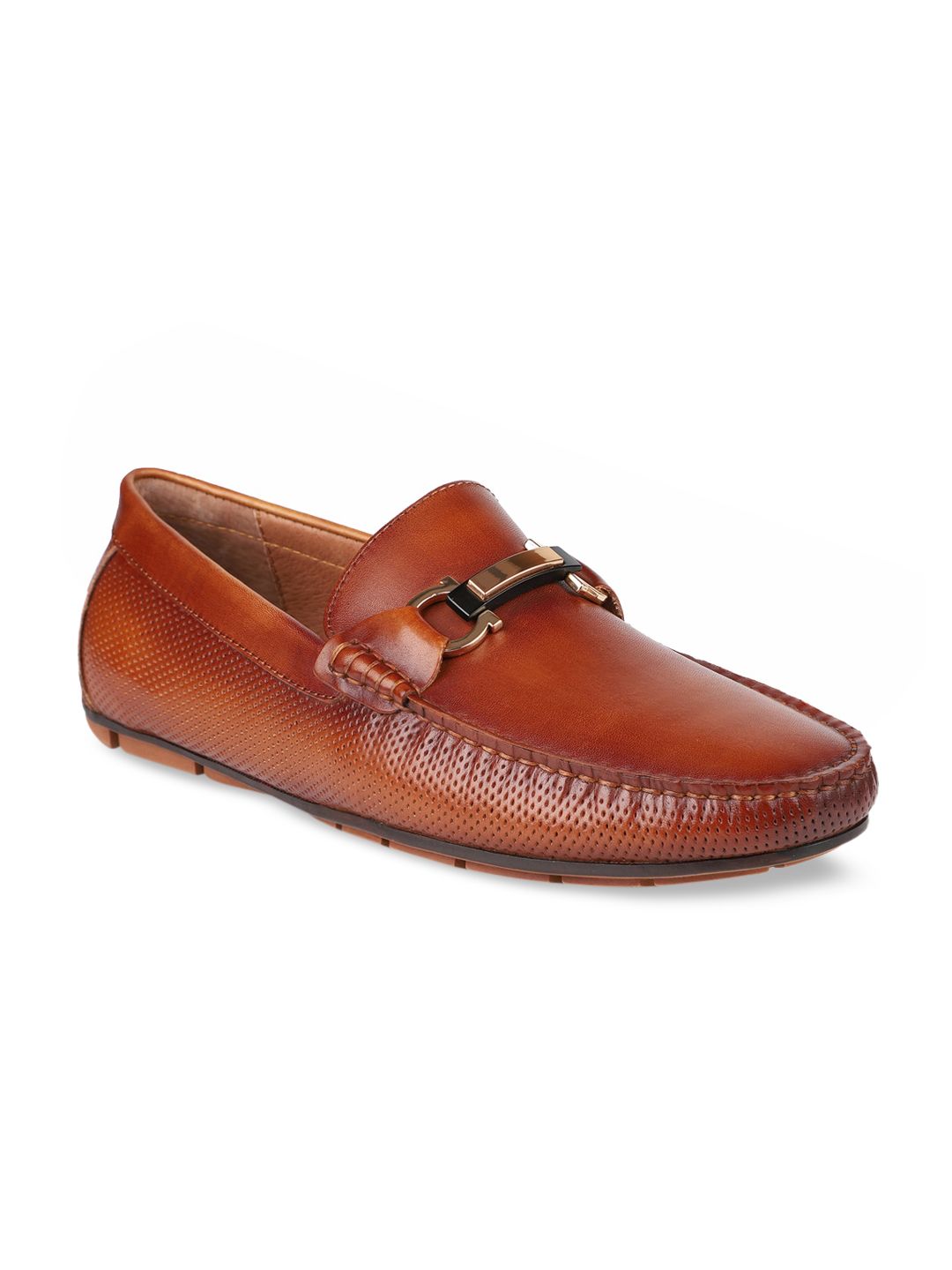 ATESBER by Inc.5 Men Tan Textured Leather Loafers-picture-23