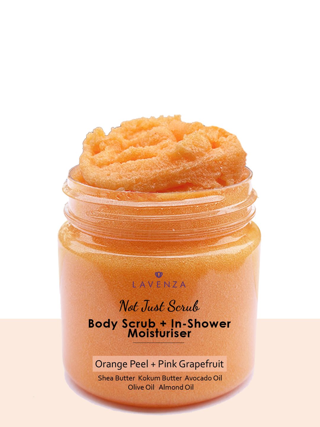 LAVENZA Freshly Whipped Body Scrub & In-Shower Moisturiser - Orange Peel & Grapefruit-250g