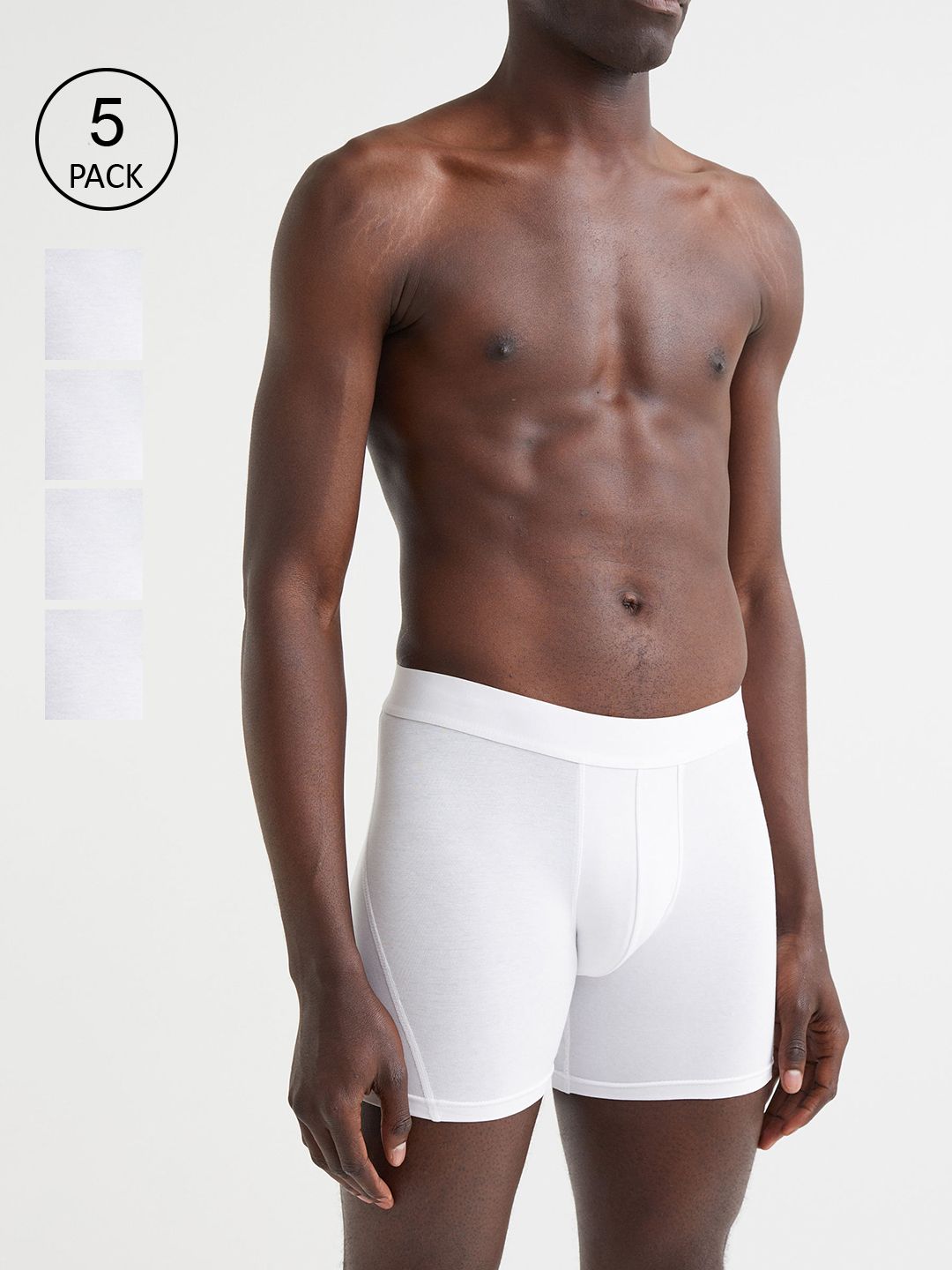 H&M Men White 5-Pack Cotton Mid Trunks 1070271005-picture-31