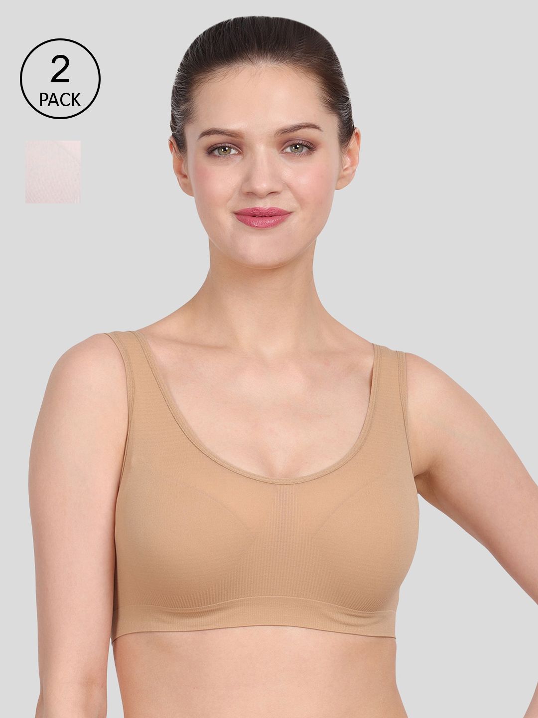 Amour Secret Pack of 2 Beige & White Bra - Non Padded Air Bra