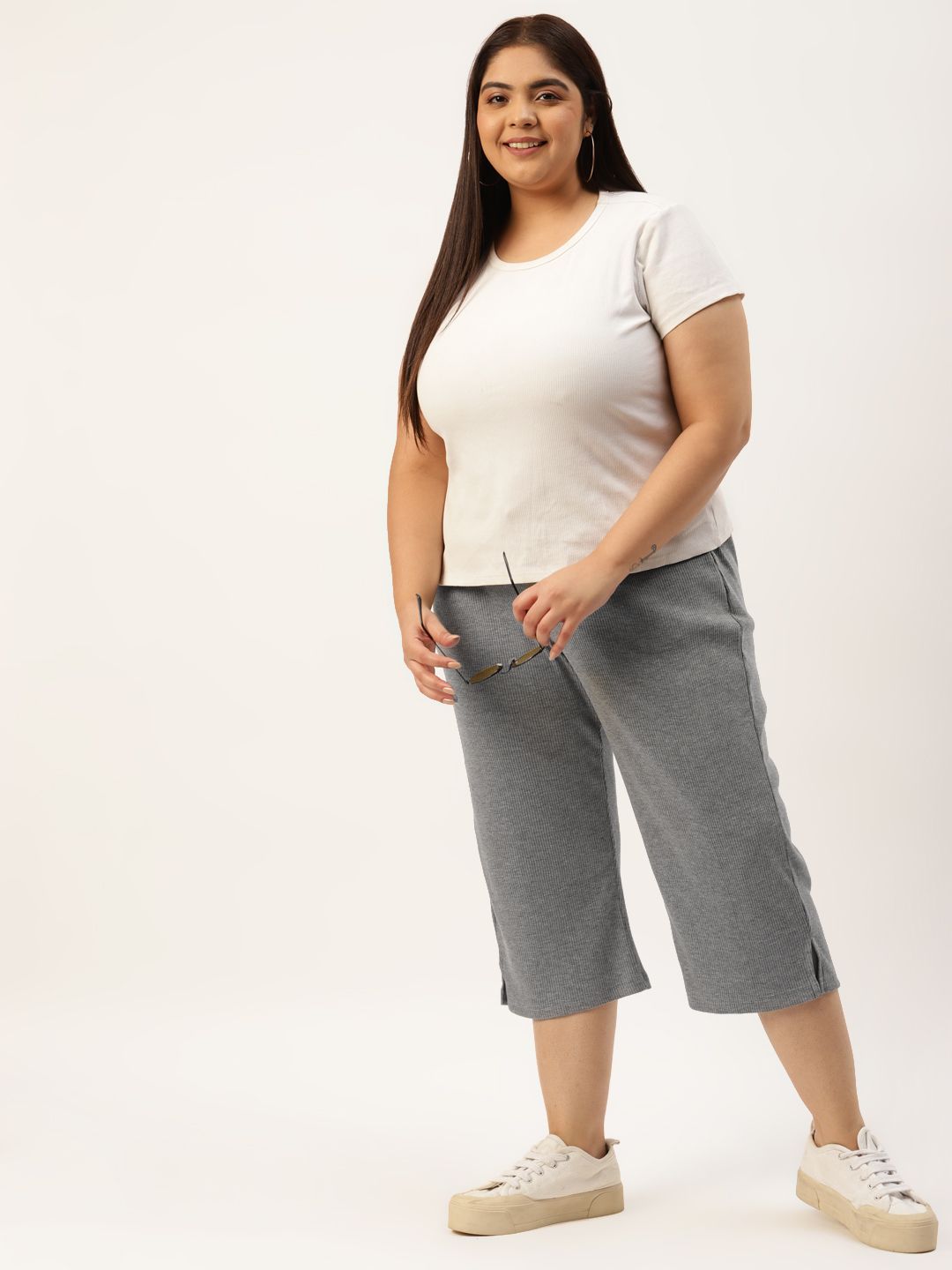 Buy Therebelinme Women Plus Size Grey Melange Solid Capris Capris For Women 19334822 Myntra 6935