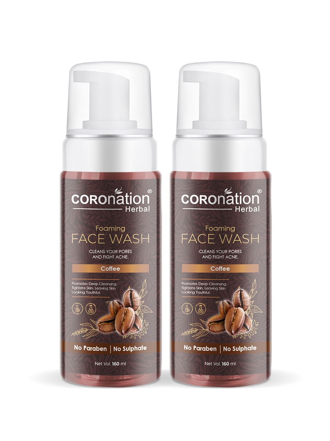 COROnation Herbal Pack Of 2 Brown Coffee Foaming Face Wash-image-44