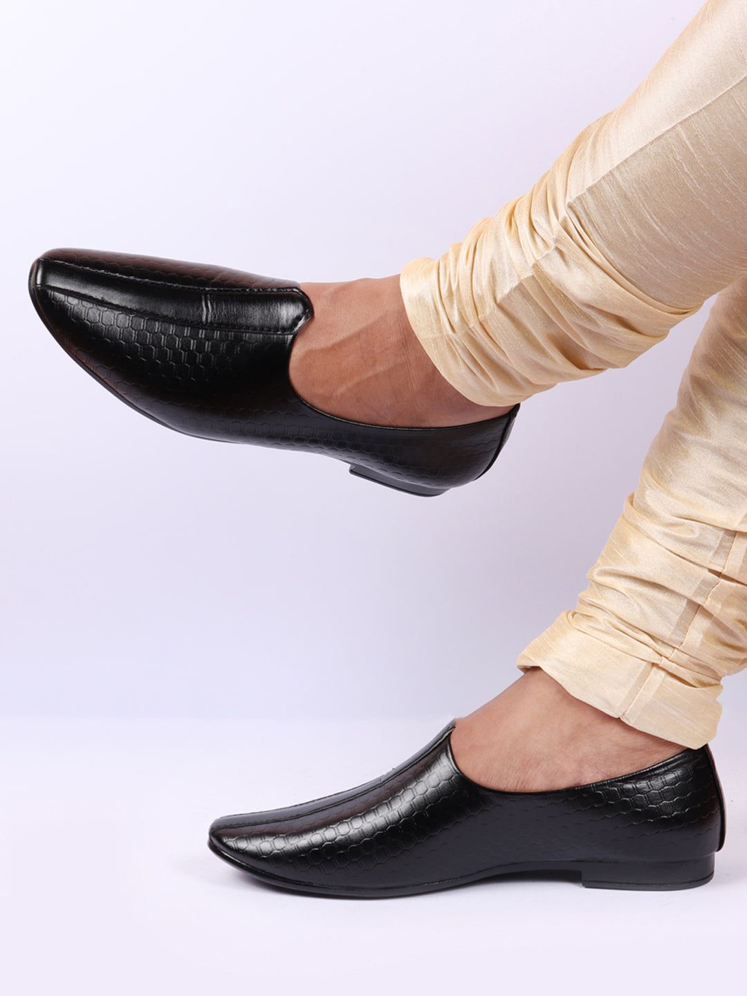 FAUSTO Men Black PU Mojaris-picture-26