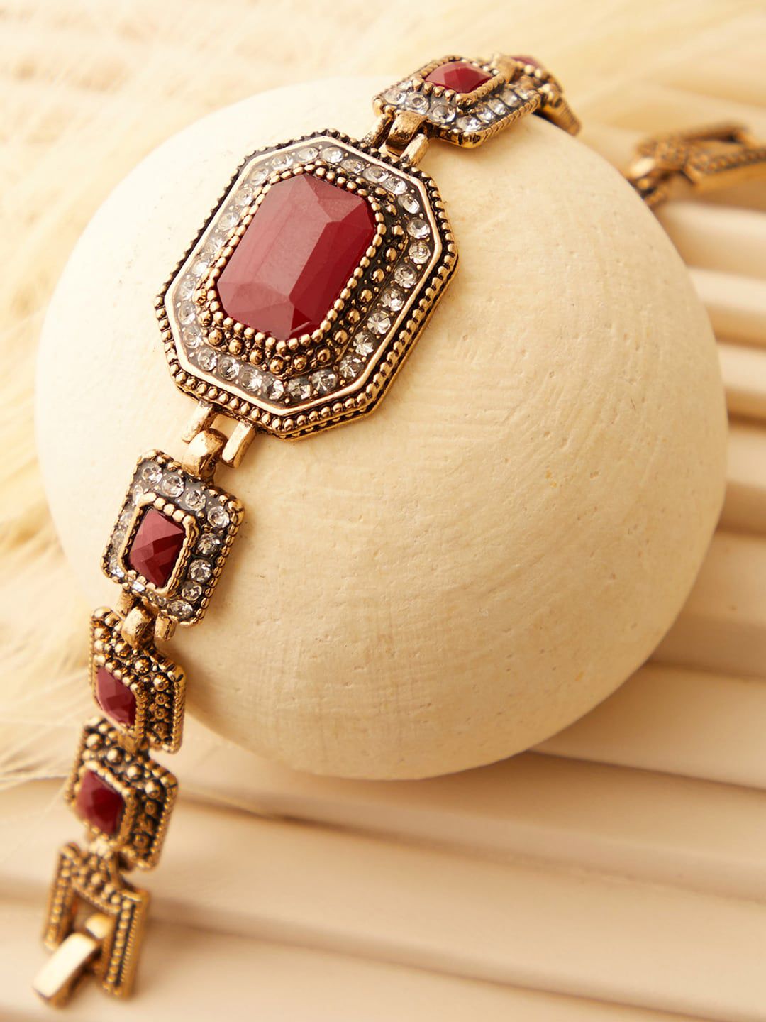 SOHI Women Gold-Toned & Red Gold-Plated Wraparound Bracelet-picture-27