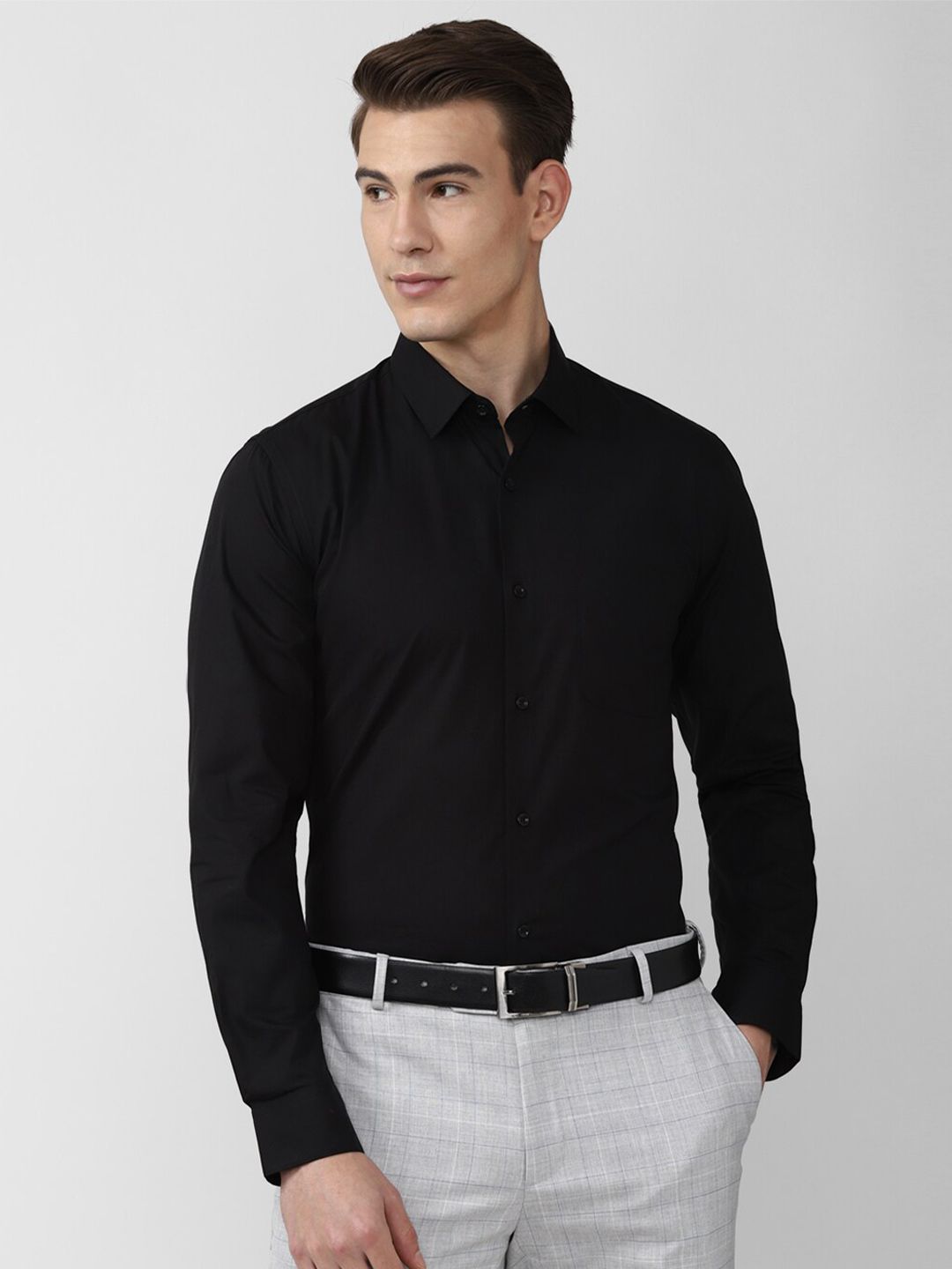 Peter England Men Black Slim Fit Formal Shirt