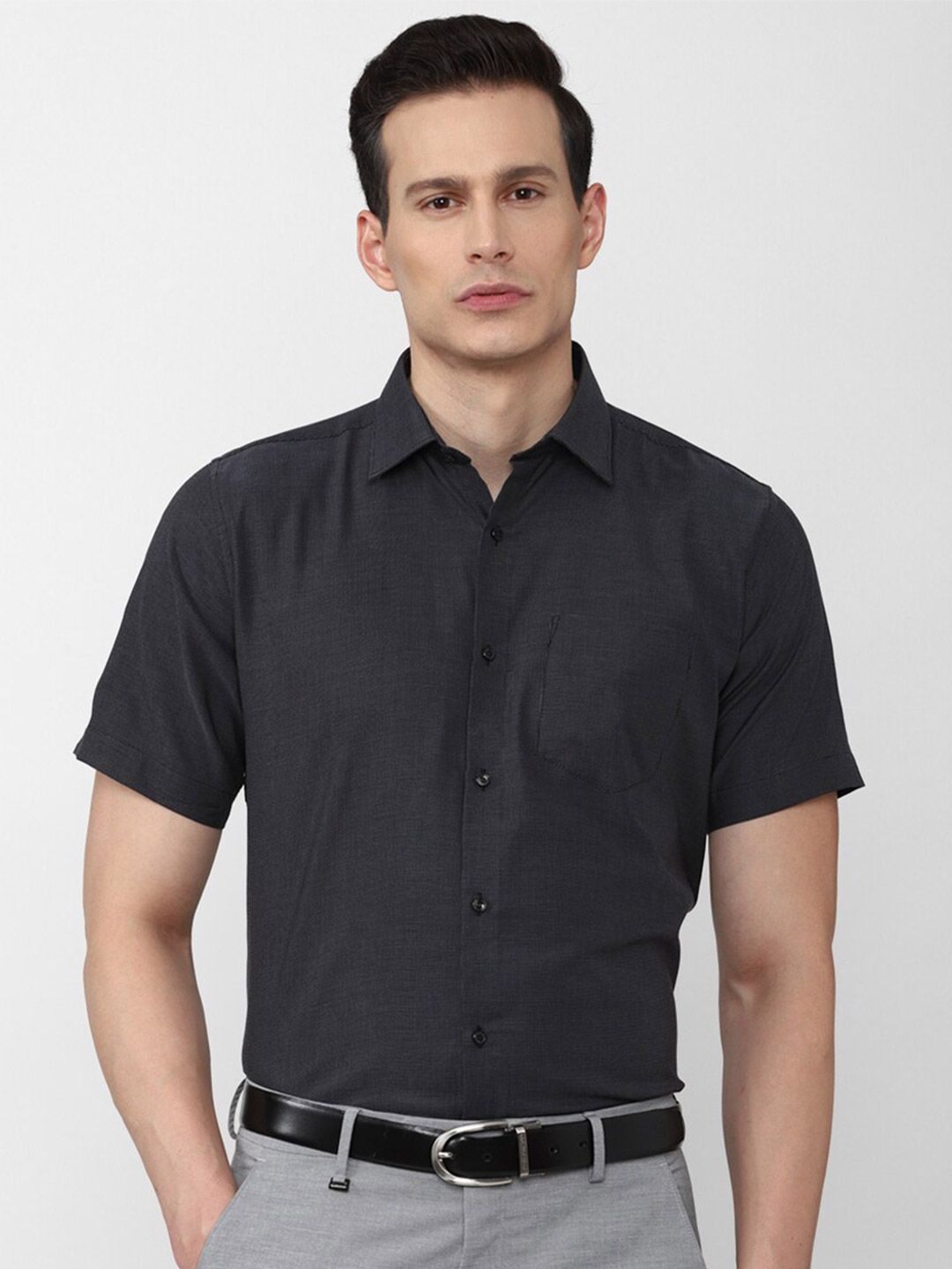 Van Heusen Men Charcoal Pure Cotton Formal Shirt-picture-33