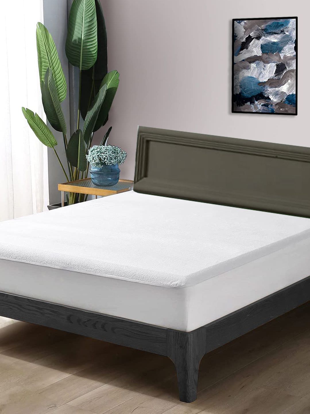 Trance Home Linen White Solid Waterproof Queen Size Mattress Protector-picture-10