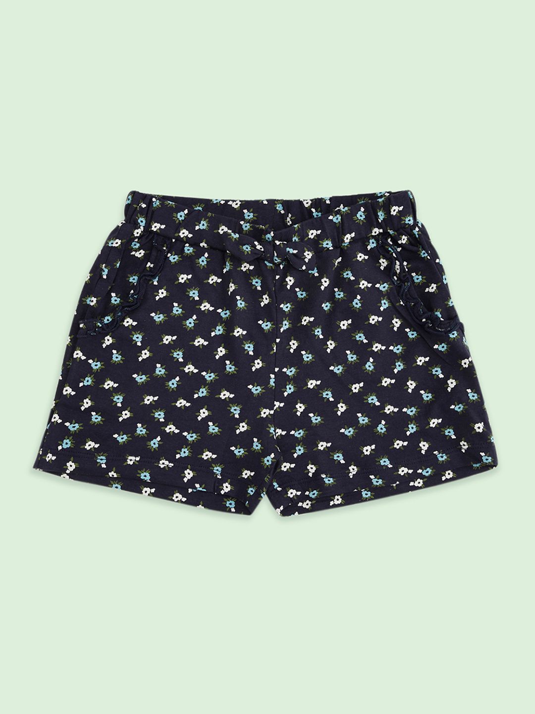 Pantaloons Junior Girls Navy Blue Floral Printed Short-picture-10