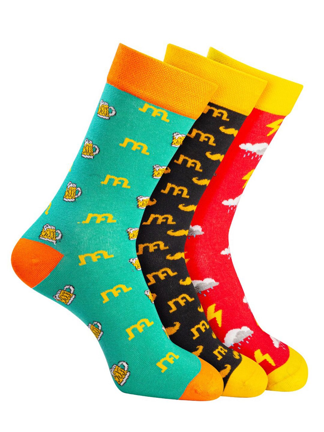 Man Arden Men Pack Of 3 Patterned Calf-Length Socks-picture-41