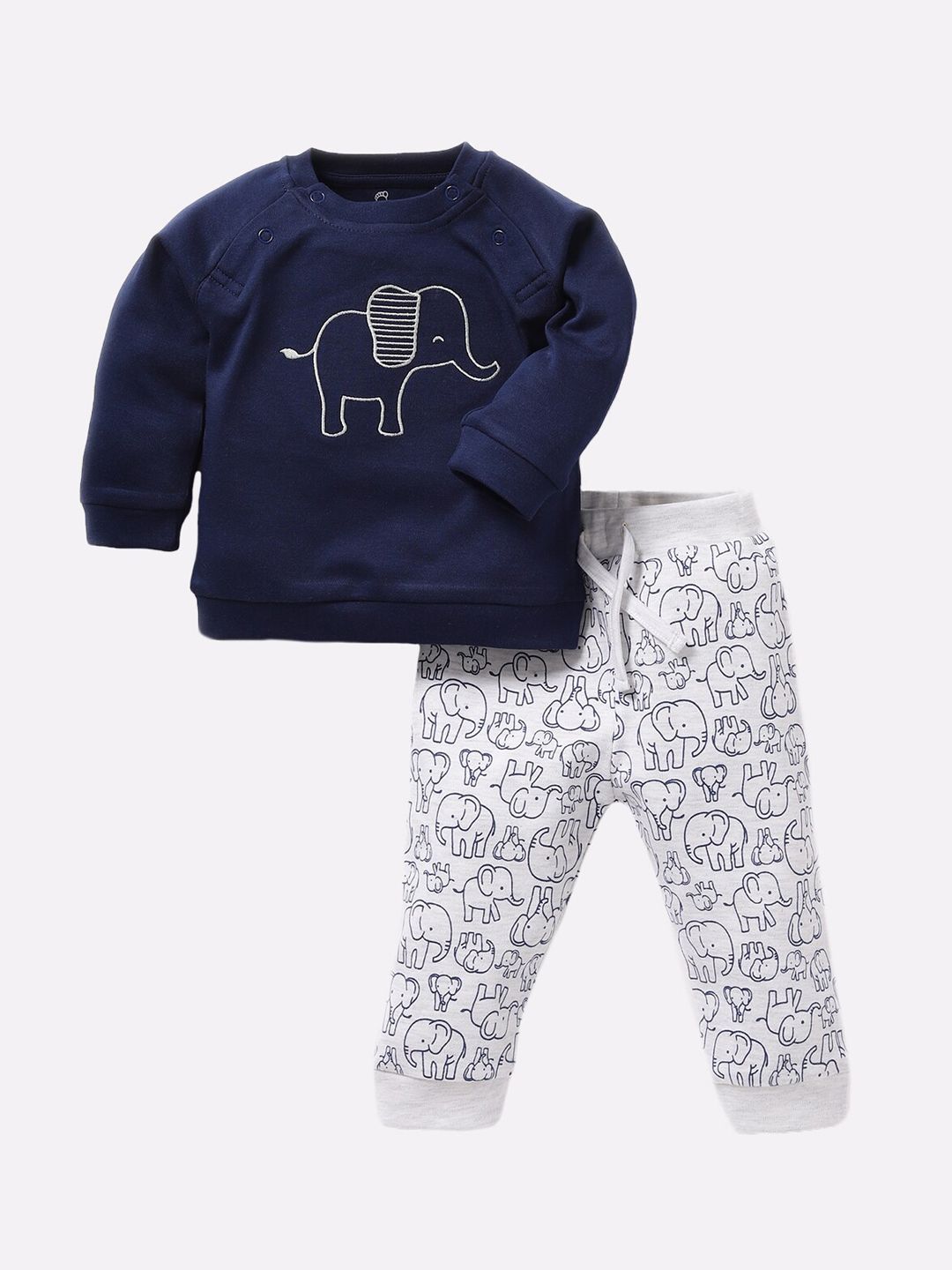 BABY GO Boys Navy Blue & White Printed Clothing Set-picture-31