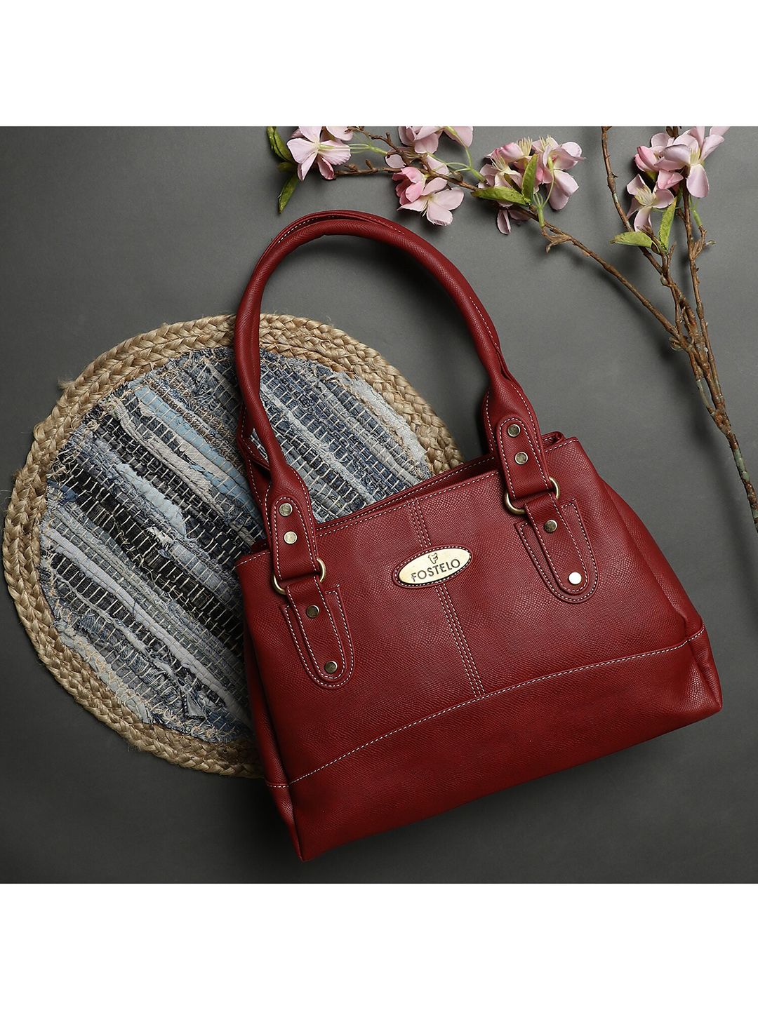 Fostelo Maroon PU Structured Shoulder Bag-picture-17