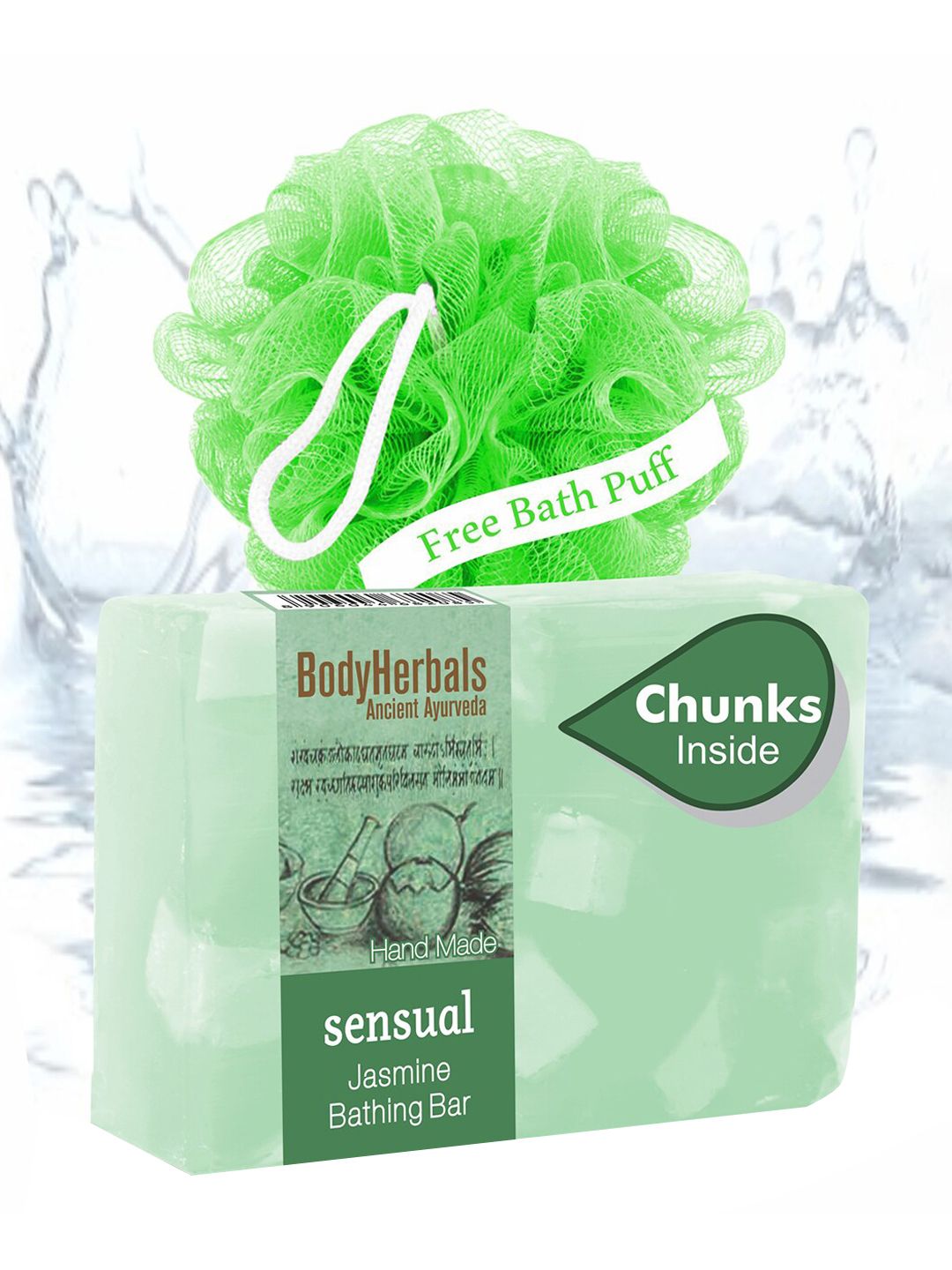 BodyHerbals Sensual Jasmine Bathing Soap Bar with Free Bath Puff - 100 g-picture-42