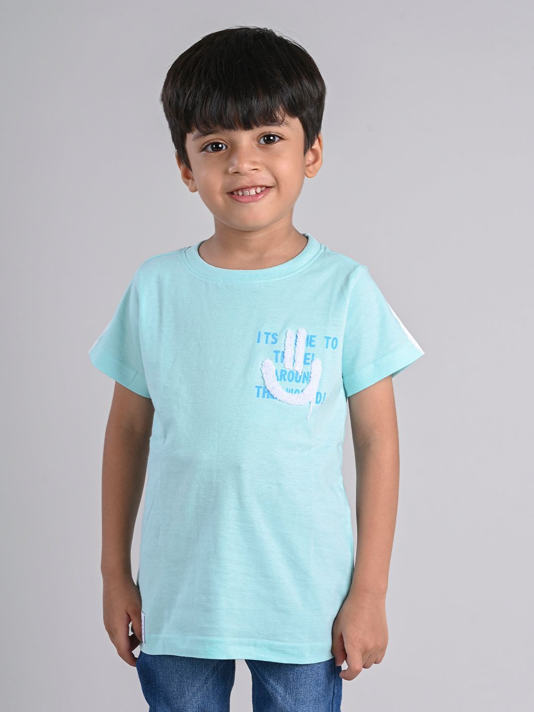 TALES & STORIES Boys Blue Typography Printed T-shirt-picture-10