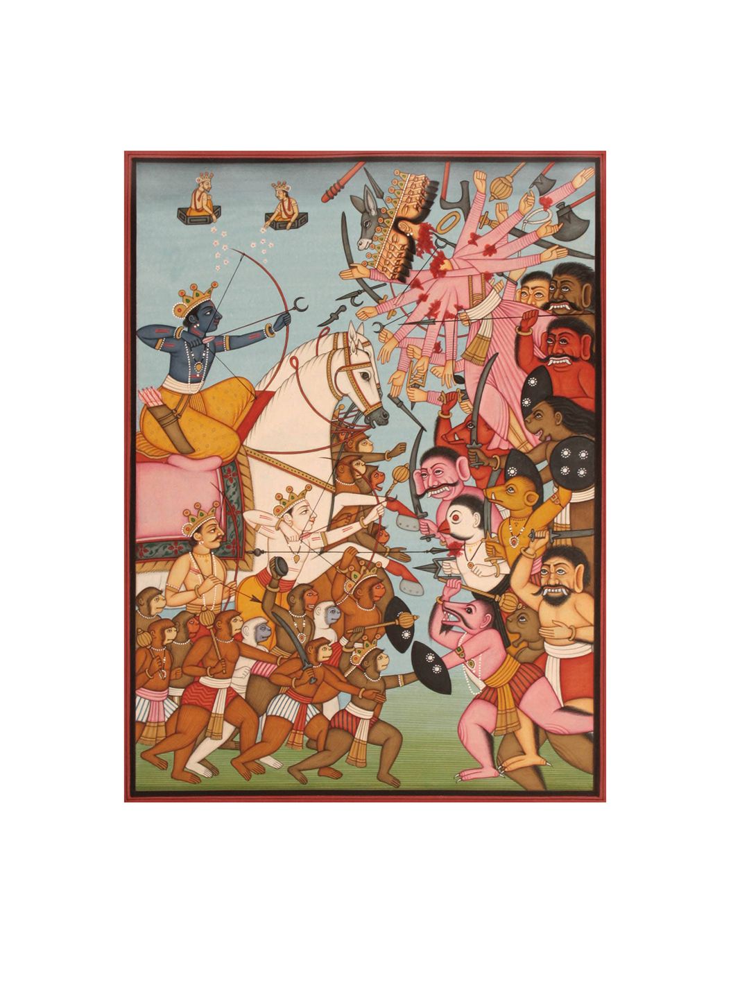 Exotic India Multi-Coloured Rama Killing Ravana Hand-Painted Wall Art-image-32