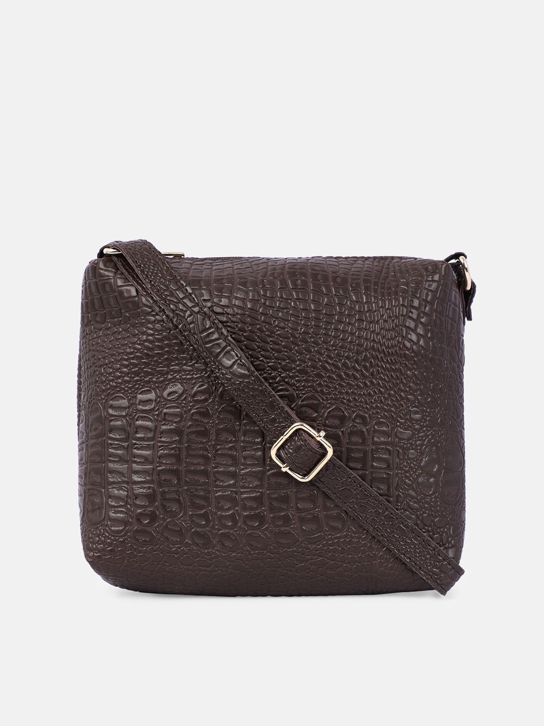 Bagsy Malone Brown Textured PU Oversized Structured Sling Bag-picture-37
