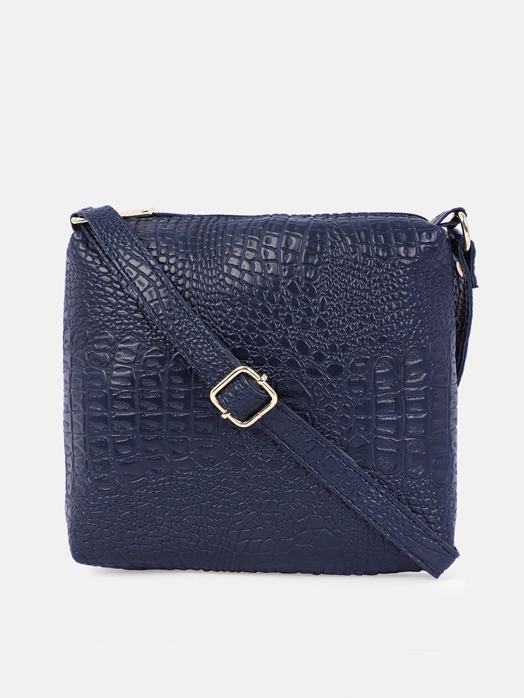 Bagsy Malone Blue Textured PU Structured Sling Bag-picture-36