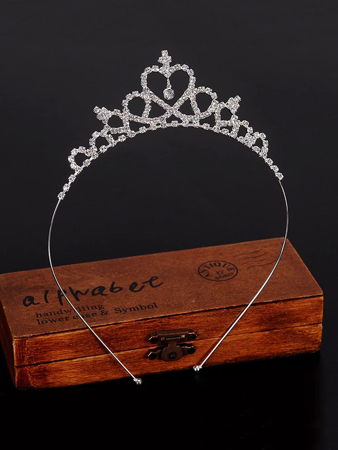 Yellow Chimes Silver-Toned Crystal Studded Tiara-image-29