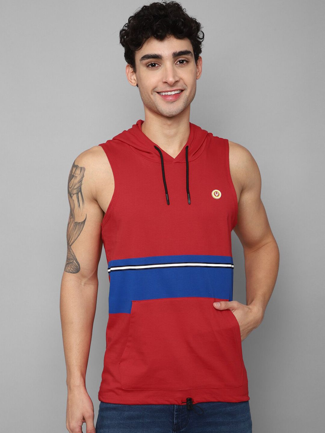 Allen Solly Tribe Men Red Colourblocked Pure Cotton Innerwear Vest ...